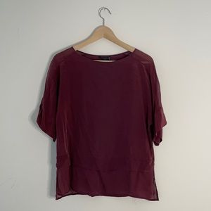 XS Maroon Silk Banana Republic Blouse